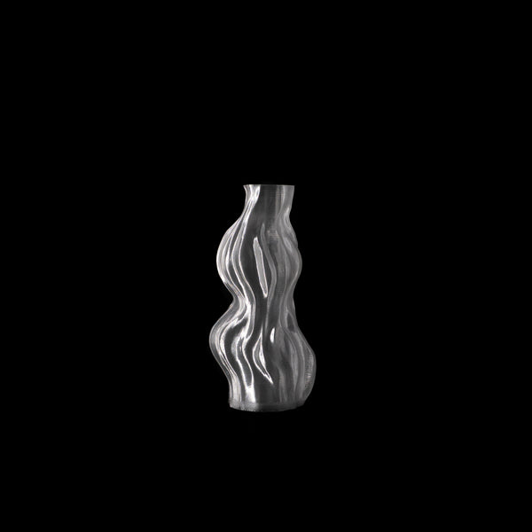 Vase étanche Aria transparent vu de face sur fond noir de S7DE STUDIO
