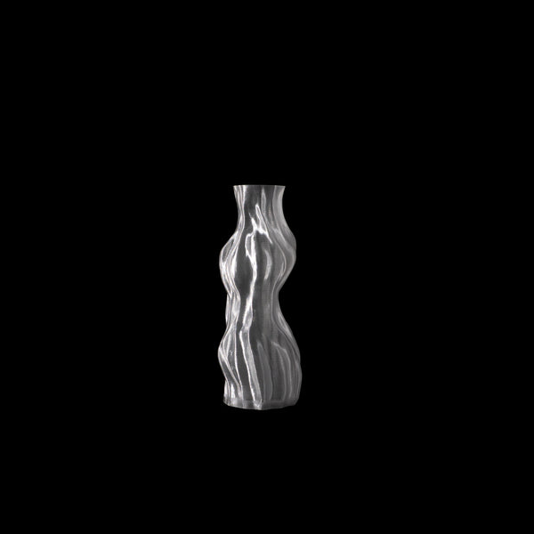 Vase étanche Aria transparent vu de côté sur fond noir de S7DE STUDIO