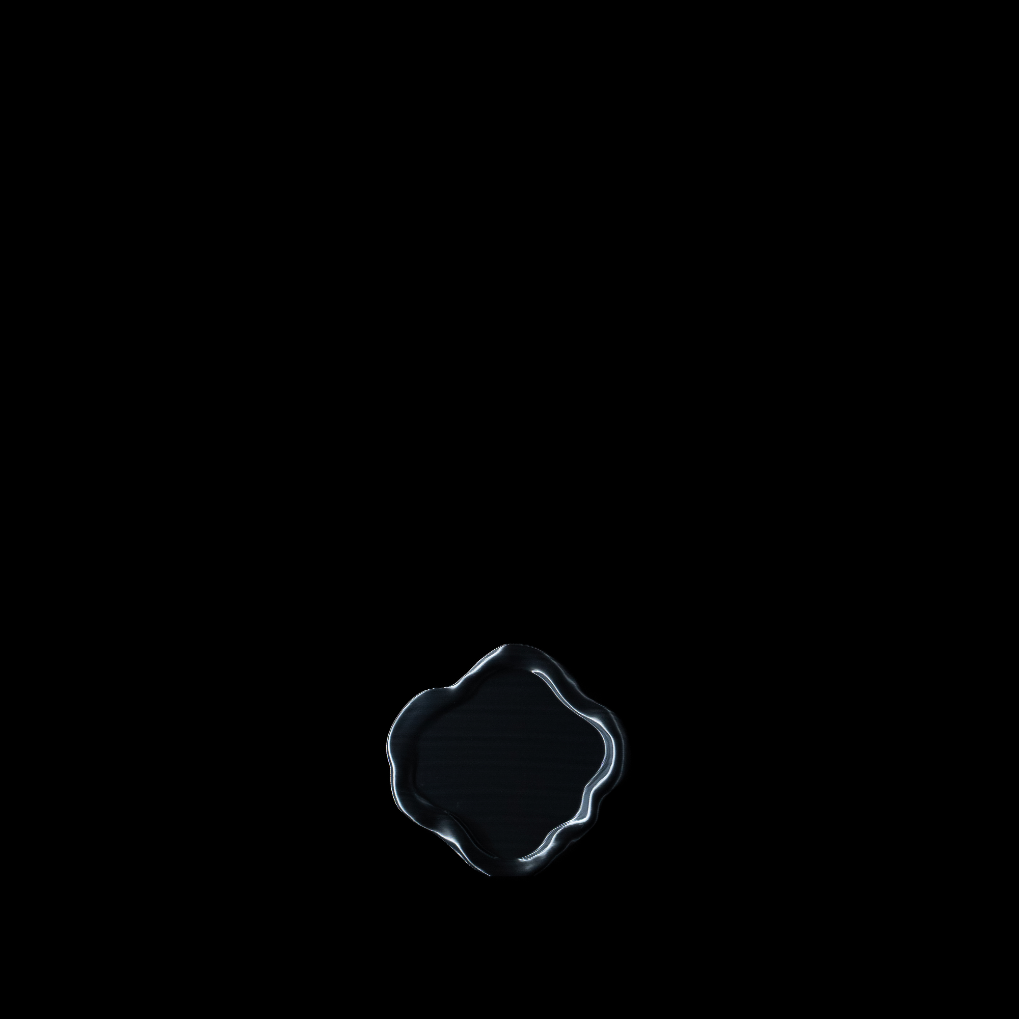 Dessous de verre Fuso en coloris Aether, une seule unité présentée en vue de dessus sur fond noir