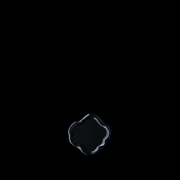 Dessous de verre Fuso en coloris Aether, une seule unité présentée en vue de dessus sur fond noir